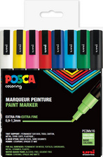 POSCA pigmentmarkers PC3M, 4 stuks, zwart/wit/goud/zilver