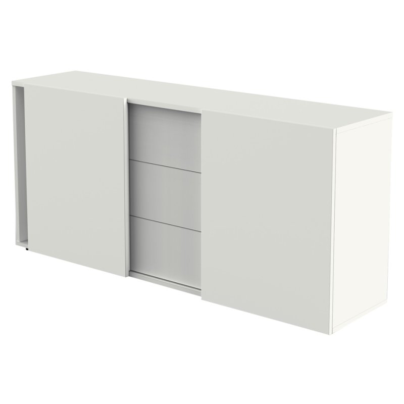 kerkmann sideboard, 3 tiroirs + 2 portes coulissantes, blanc, 160×50×80 cm