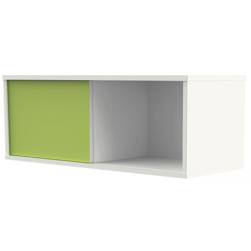 kerkmann armoire murale/de bureau avec porte coulissante, 1 hauteur classeurs, blanc/vert, 1000×400×360 mm