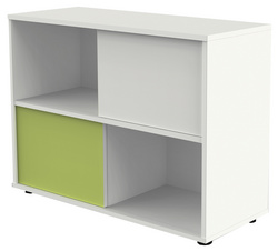 kerkmann schuifdeurenkast, 2 ordnerhoogtes, wit/grafiet, 1000×400×750 mm