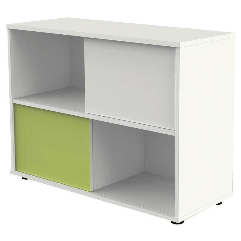 Kerkmann armoire à portes coulissantes, 2 hauteurs de classeur, blanc/vert, 1000×400×750 mm