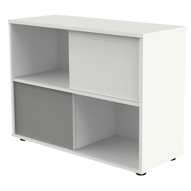 Kerkmann armoire à portes coulissantes, 2 hauteurs de classeur, blanc/vert, 1000×400×750 mm