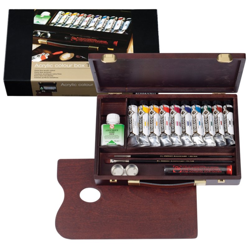 Royal Talens Rembrandt acrylic paint set Traditional, wooden case, 10 tubes