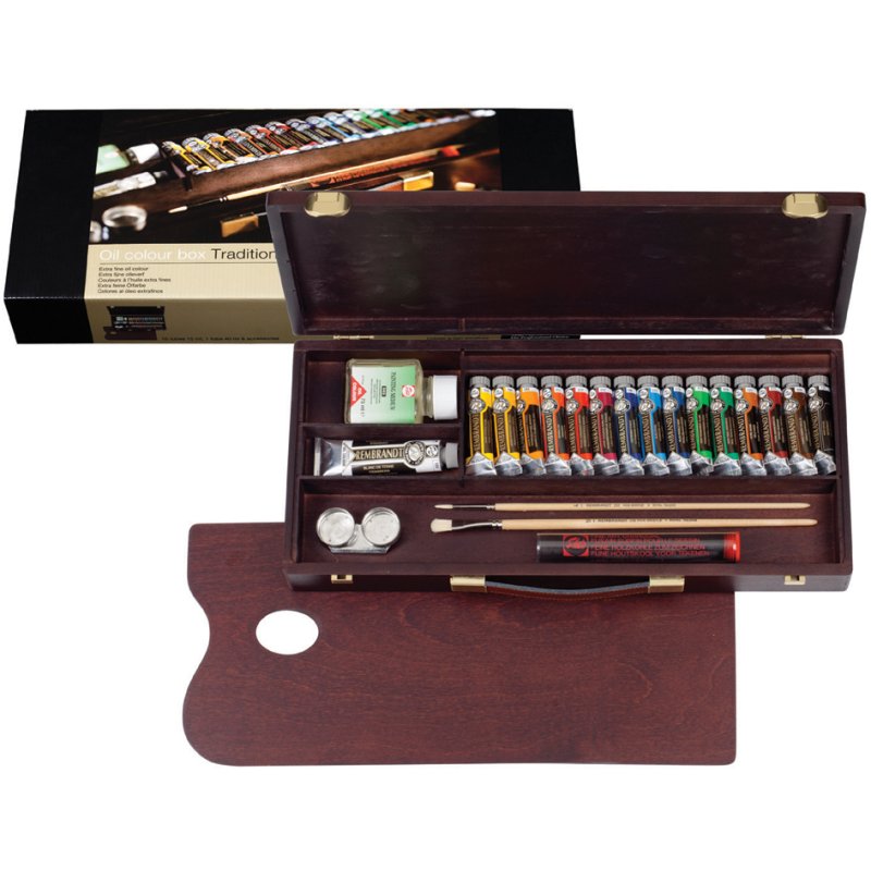 Royal Talens Coffret de peinture Rembrandt huile traditionnel, 15 tubes de 15 ml, coffret bois
