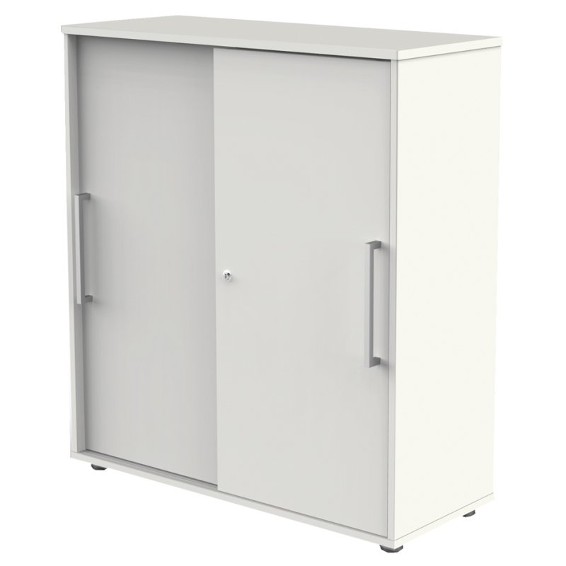 kerkmann armoire à portes coulissantes, 2 hauteurs de classeur, blanc, 100×40×75 cm