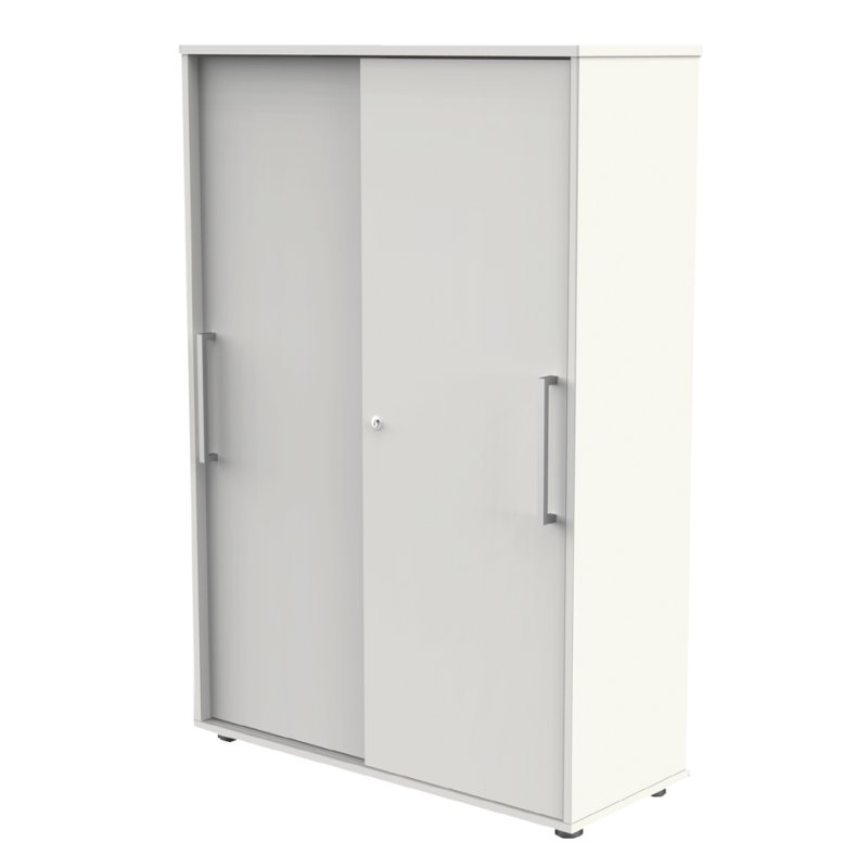 kerkmann armoire à portes coulissantes, 2 hauteurs de classeur, blanc, 100×40×75 cm
