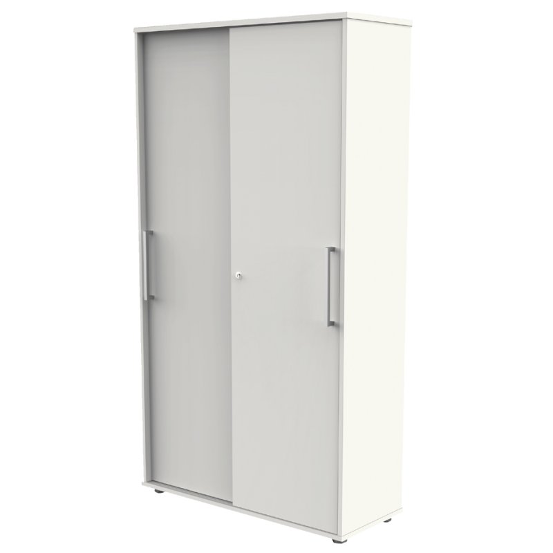 kerkmann armoire à portes coulissantes, 2 hauteurs de classeur, blanc, 100×40×75 cm
