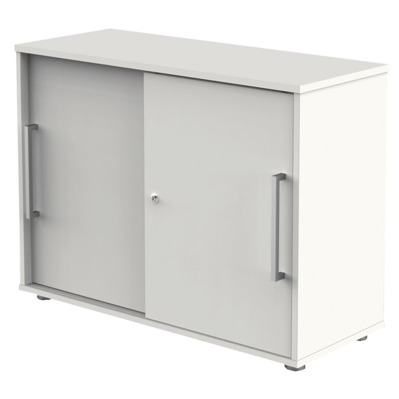 kerkmann armoire à portes coulissantes, 2 hauteurs de classeur, blanc, 100×40×75 cm