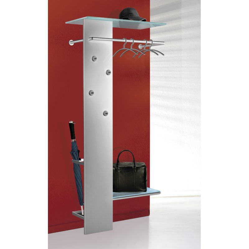 kerkmann wandgarderobe Kent, aluminium zilver, staal alusilver, 4 magnethaken
