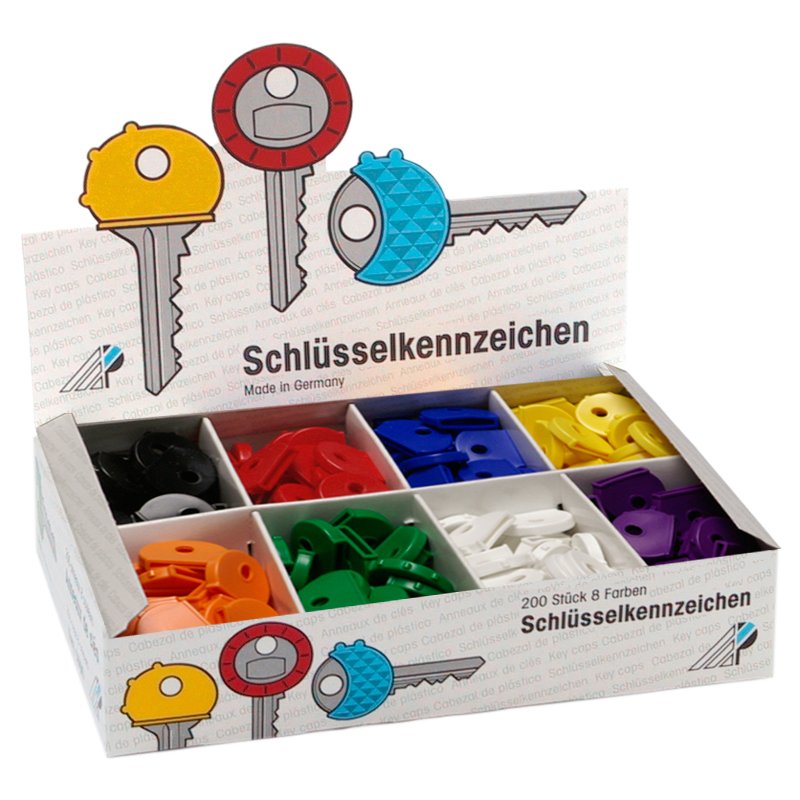 WEDO sleutelkappen rond, flexibel kunststoff, gekleurd gesorteerd, 200 stuks