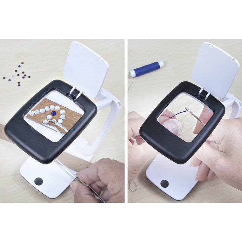 WEDO loupe de poche avec éclairage LED, blanc/noir, grossissement 3x, 47×52 mm