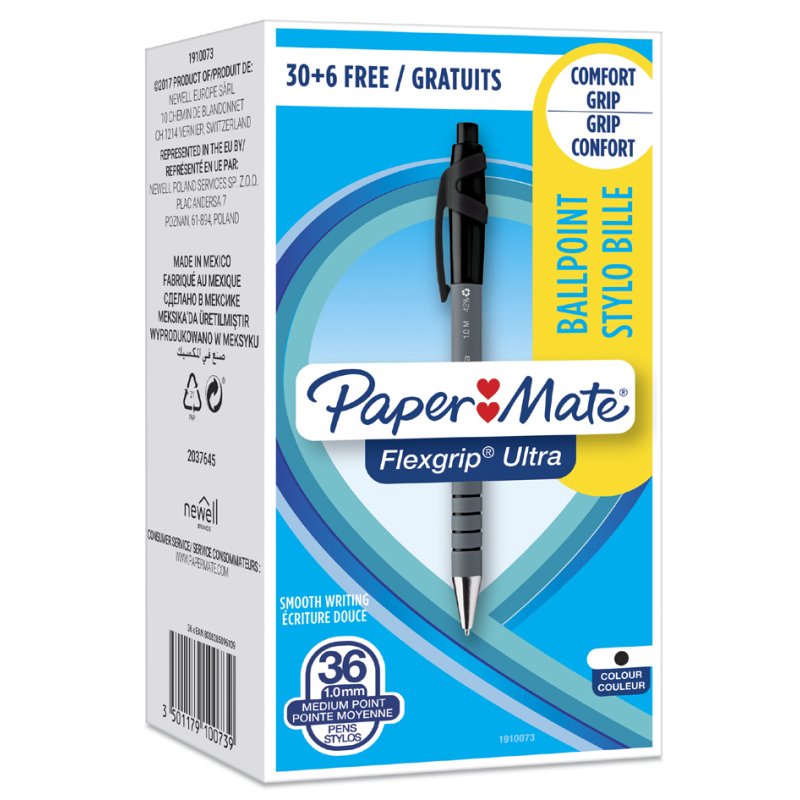 PAPER:MATE FlexGrip Ultra ballpoint pen, push button, blue