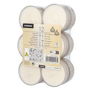 STARPAK waxinelichtjes wit, diameter 57 mm, 8 uur brandduur, 12 stuks