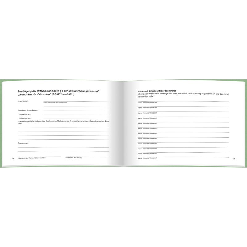RNK Verlag occupational accident training book, DIN A5 landscape, 48 pages