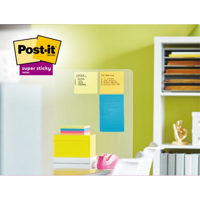 Post-it bloc-notes super sticky, 101×152 mm, jaune ultra, 90 feuilles