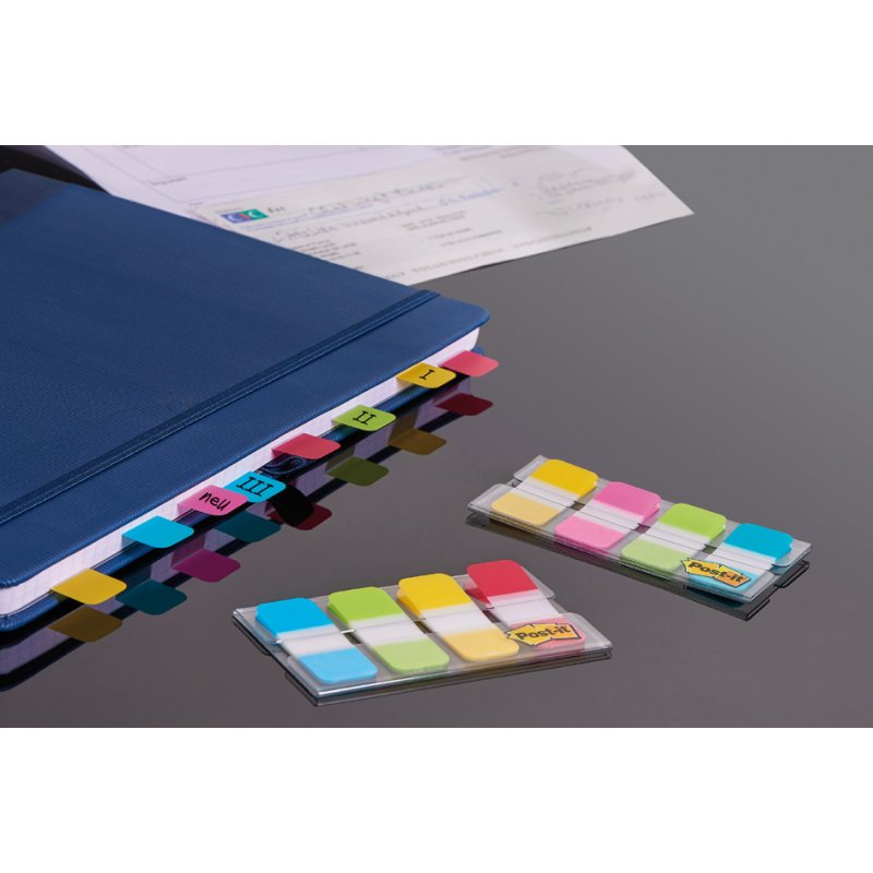 Post-it Index markeertabs Strong in etui, 16 × 38 mm, trendkleuren, 40 stuks