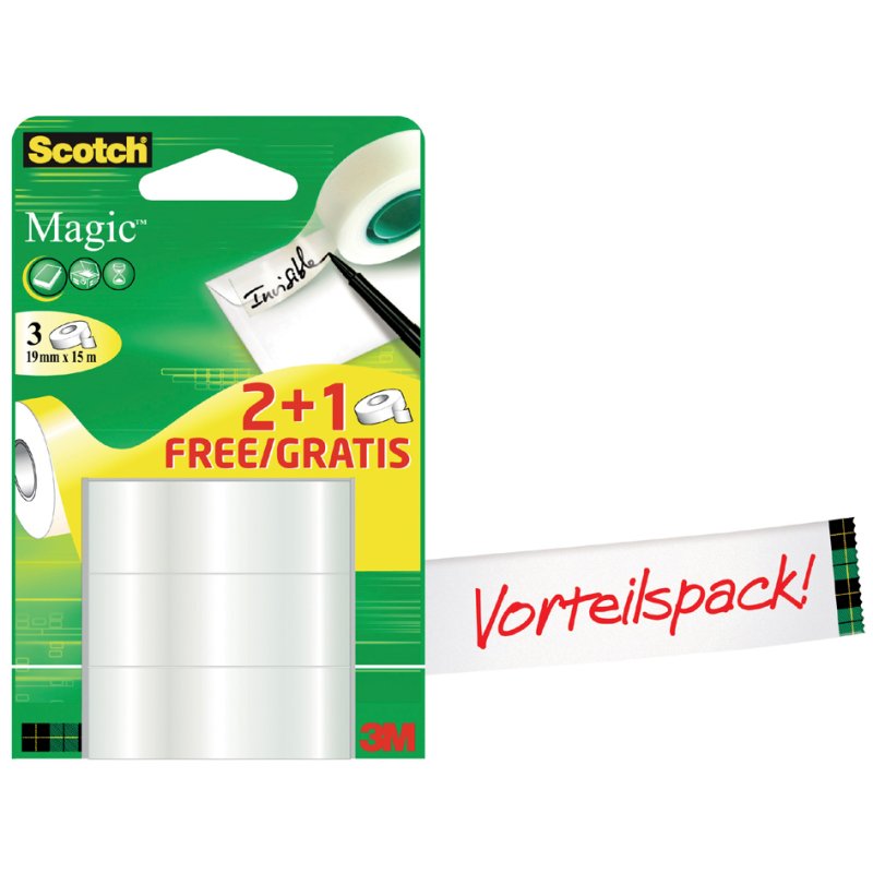 Scotch Magic ruban adhésif transparent, 19 mm × 33 m, 5+1 gratuit