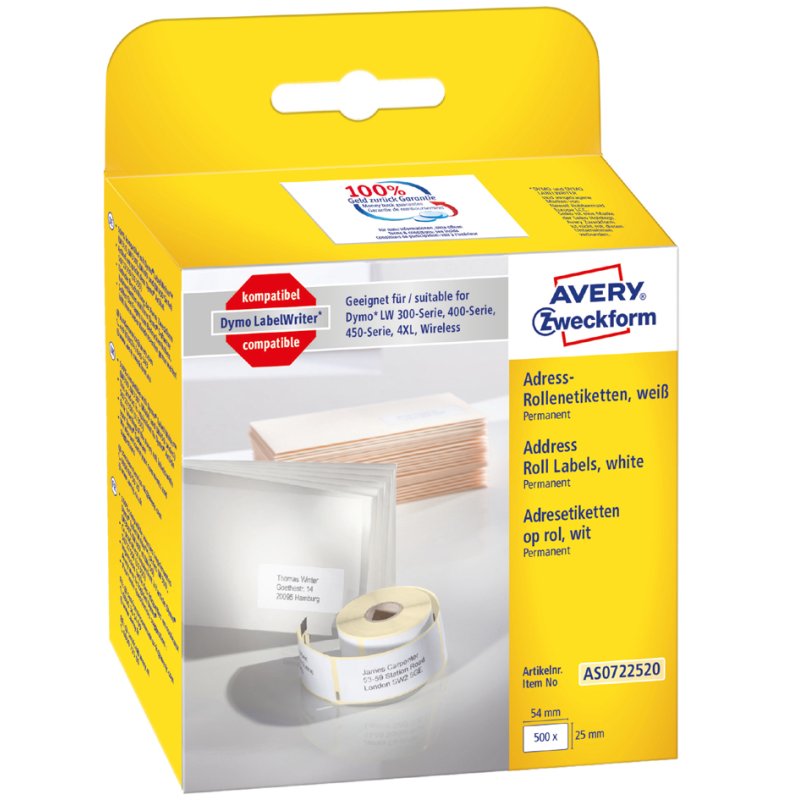 AVERY Zweckform étiquettes en rouleau, 89 × 36 mm, blanc, permanent
