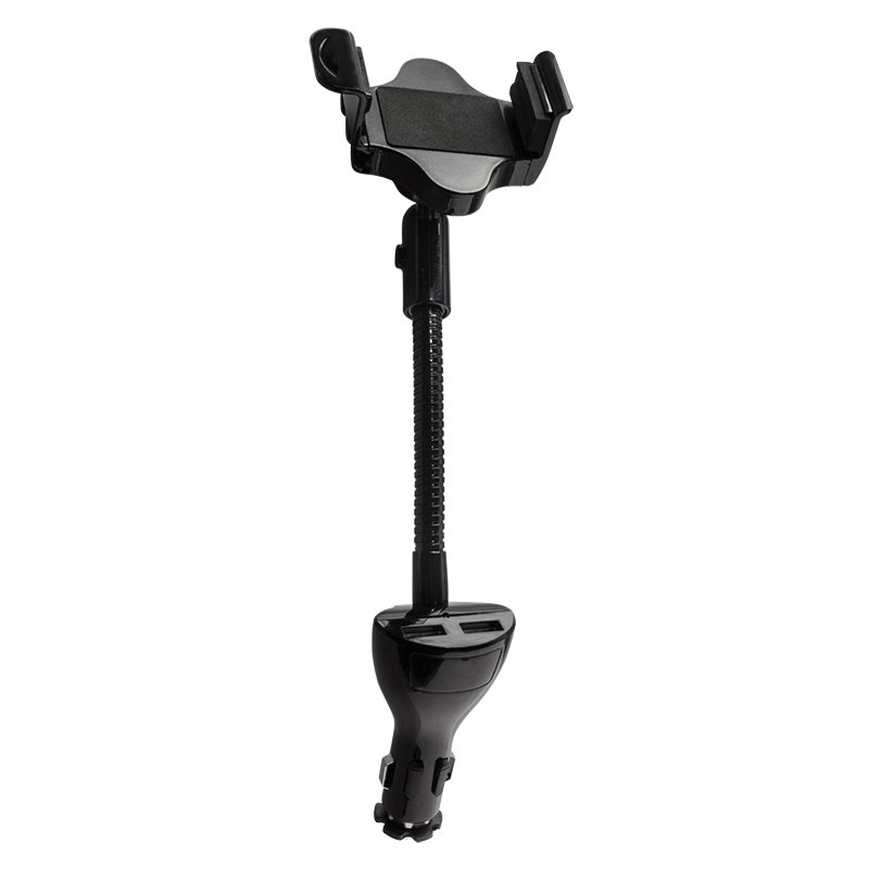 LogiLink car holder with charger for smartphone, 2x USB, 360° adjustable, black