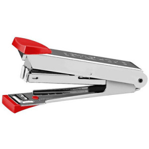 Wonday nietmachine, zilver/rood, 10 vel, 52 mm inlegdiepte
