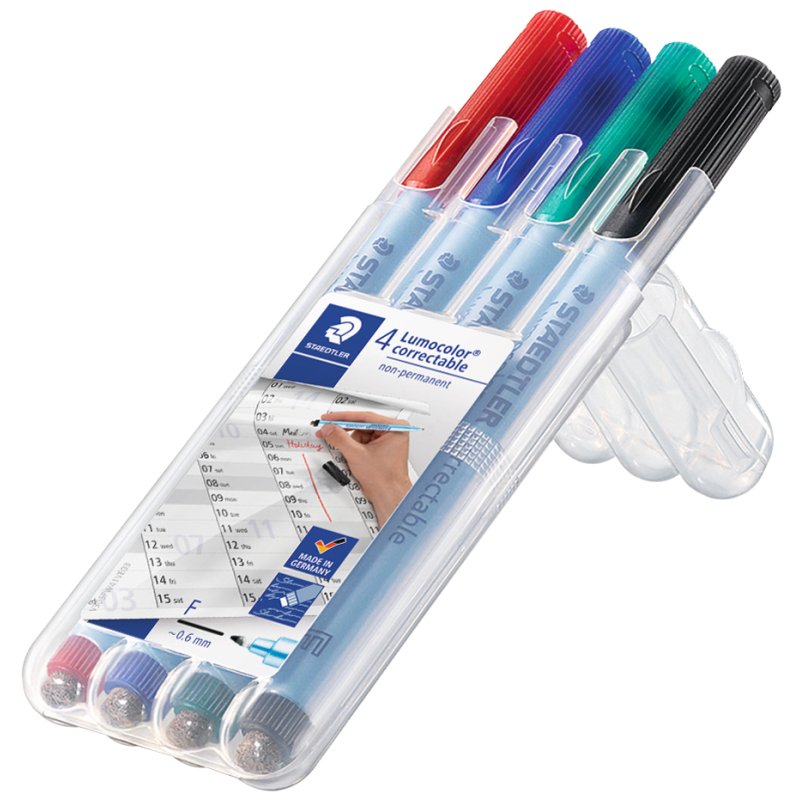 STAEDTLER Lumocolor marqueurs effaçables 305F, rechargeables, 0,6 mm, 4 pièces