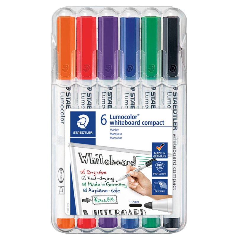 STAEDTLER Lumocolor whiteboard markers, set of 4, dry-wipe