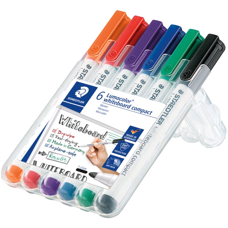 STAEDTLER Lumocolor whiteboard markers, set of 4, dry-wipe