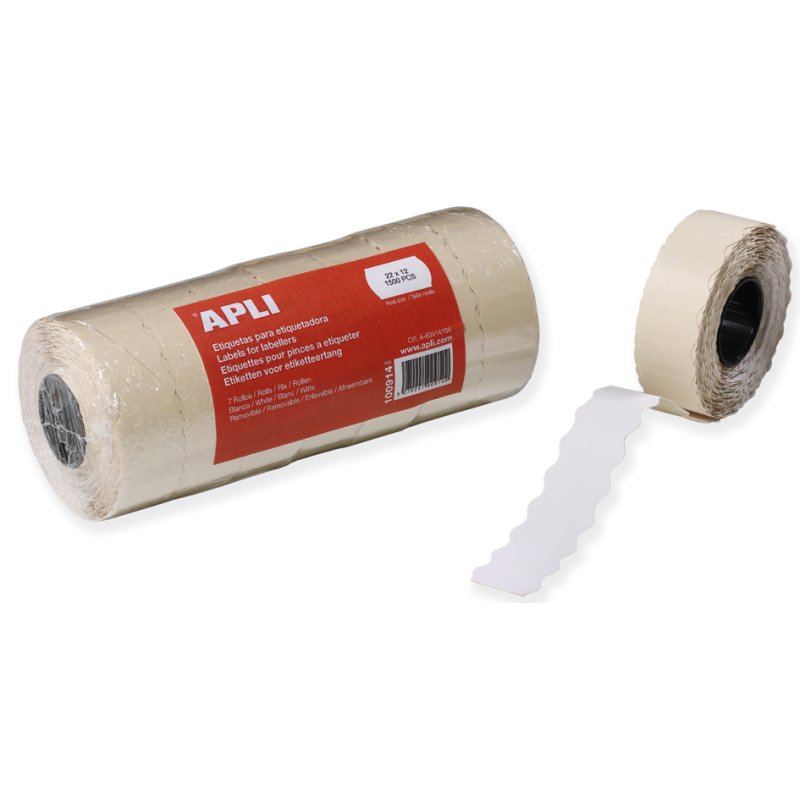 APLI étiquettes de prix pour pistolet à prix, 22 × 12 mm, blanc, repositionnable
