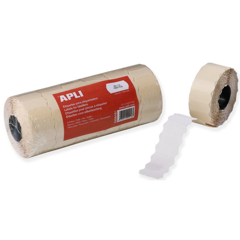 APLI étiquettes de prix pour pistolet à prix, 22 × 12 mm, blanc, repositionnable