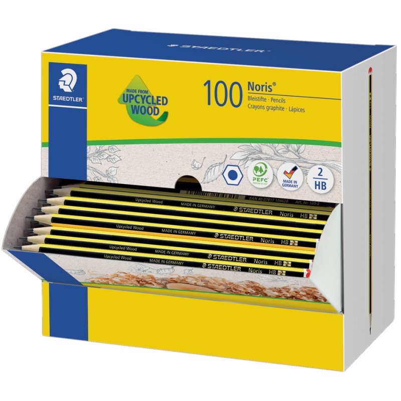 STAEDTLER hexagonal pencils, hardness grade HB, yellow/black lacquered, 100 pieces