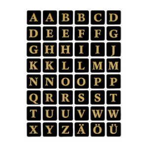 HERMA letterstickers A-Z, folie reliëf, zwart/goud, 13×13 mm