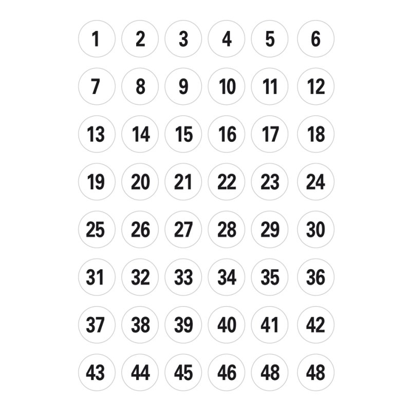 HERMA number labels 1-540, diameter 8 mm, white, 540 pieces