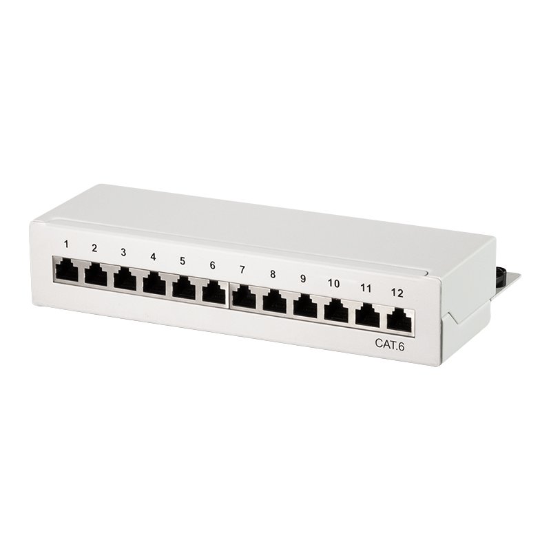 LogiLink Panneau de brassage professionnel Cat. 6, 12 ports, gris