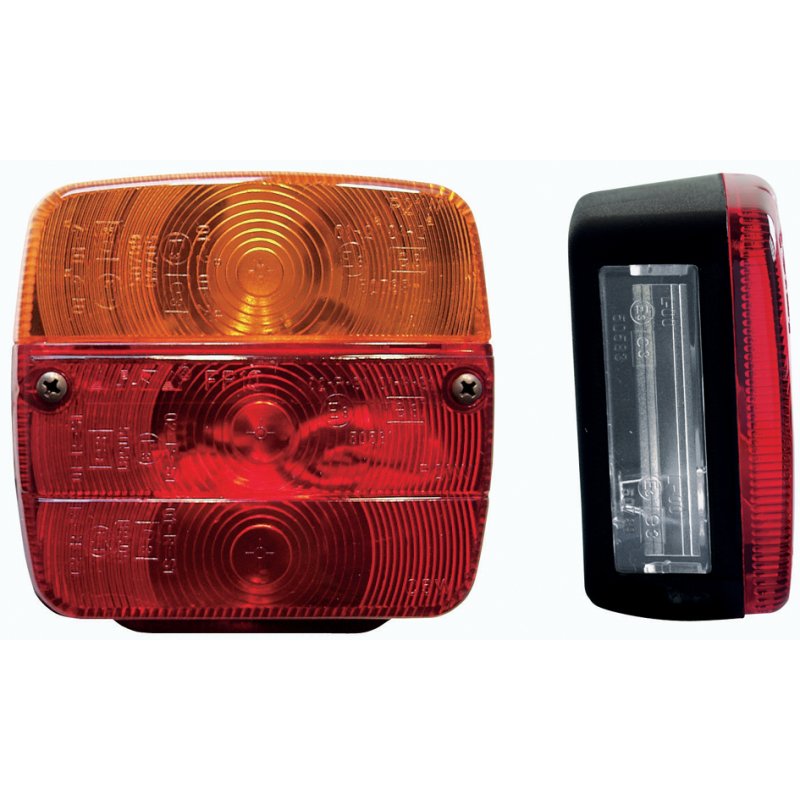 IWH trailer rear light, 3 functions, 12 volt, 105×105 mm