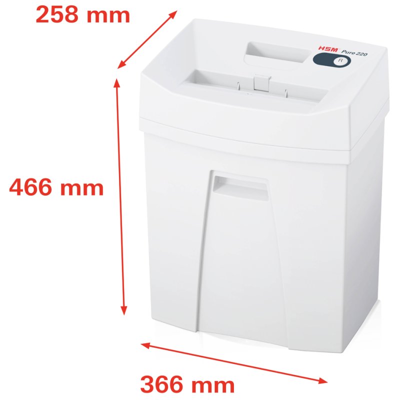 HSM PURE 220 papiervernietiger, strookjessnit 3,9 mm, 11-13 vel, 20 liter