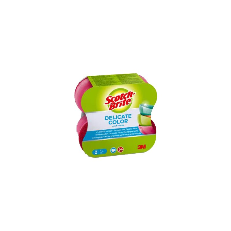 Scotch Brite universele schoonmaakspons delicate oppervlakken, roze, 2 stuks