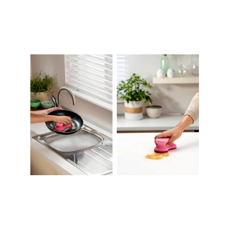 Scotch Brite universele schoonmaakspons delicate oppervlakken, roze, 2 stuks