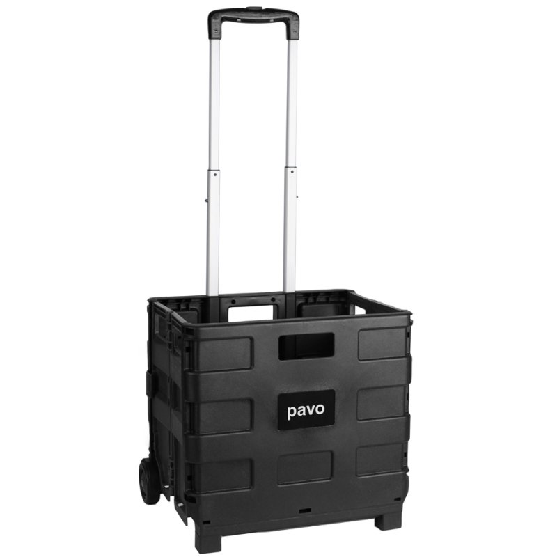 Pavo chariot de transport pliable avec bac pliable, capacité de charge 20 kg, poignée télescopique