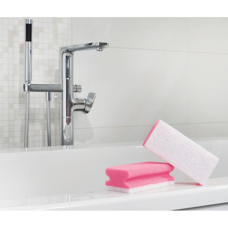 Scotch Brite éponge à récurer douce, rose/blanc, doux pour les ongles