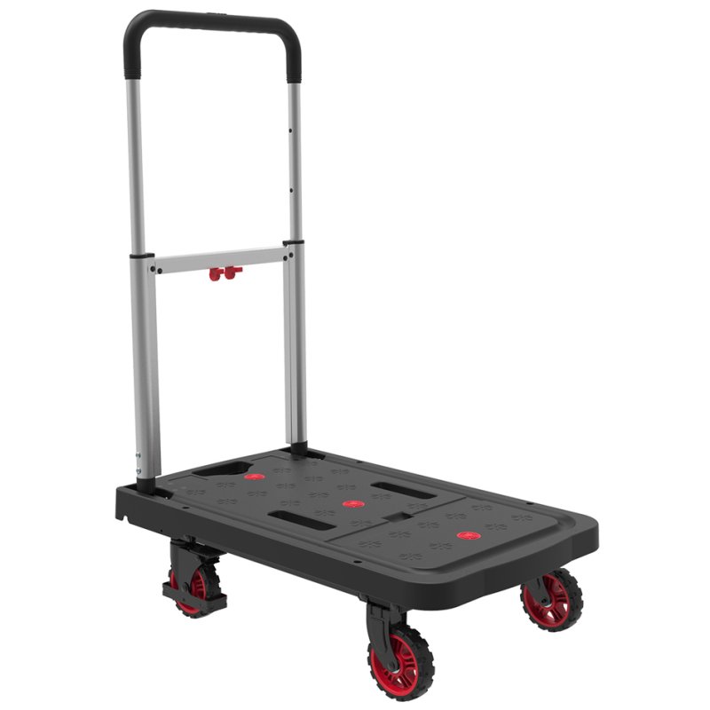 pavo chariot de transport plateforme plastique, pliable, charge utile 137 kg, noir/argent