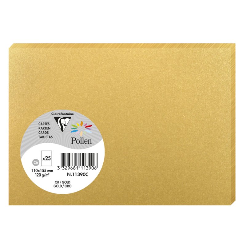 Pollen by Clairefontaine enveloppen C6, heldergrijs, 110×155 mm, 25 stuks