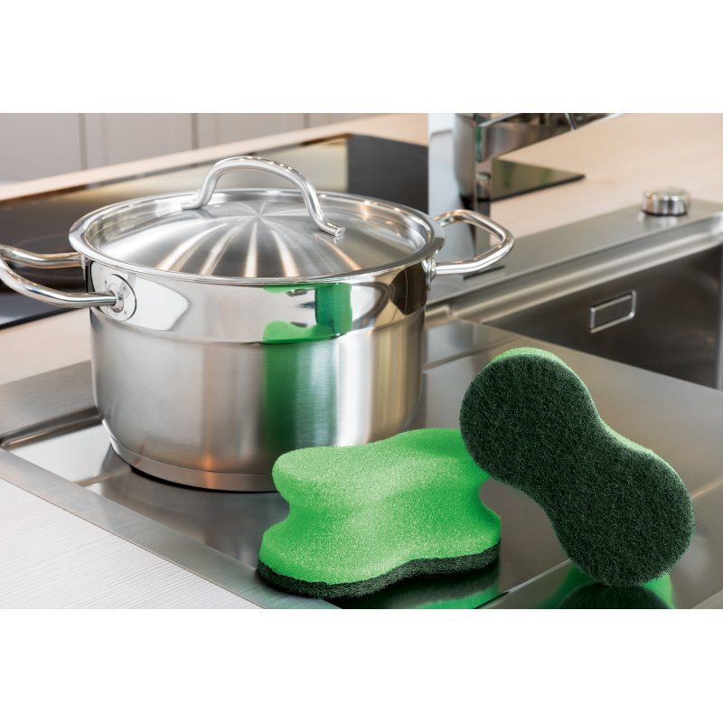 Scotch-Brite tampon à récurer Classique Comfort, vert, forme ergonomique, 2 pièces