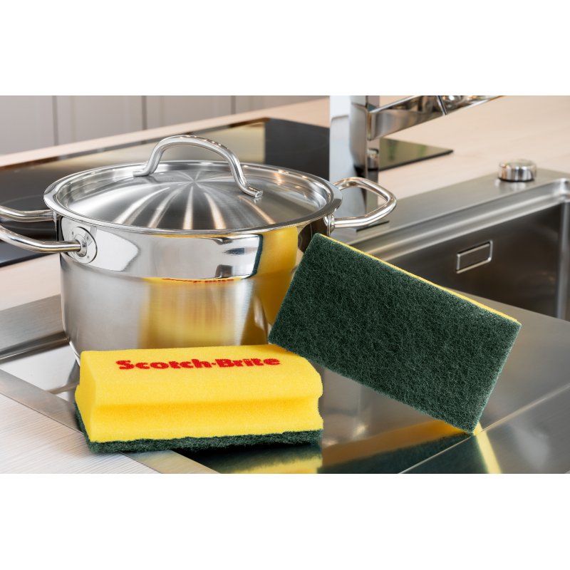 Scotch Brite schuurspons Classic XXL, geel/groen, 150×79×38 mm, 4 stuks