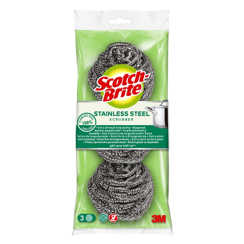 Scotch Brite roestvrijstalen spiraal klein, 3 stuks