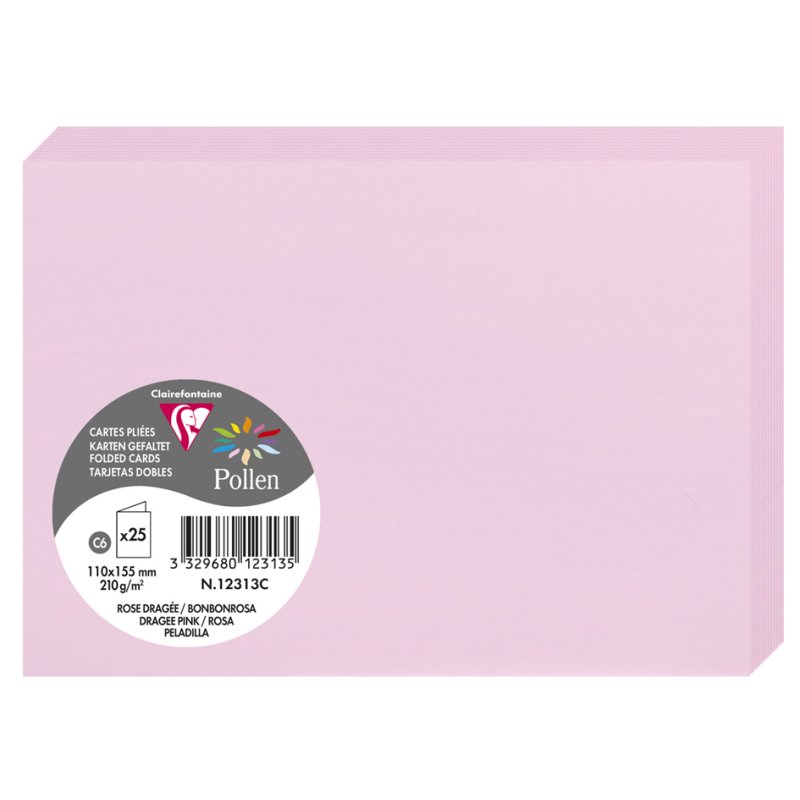 Pollen by Clairefontaine cartes doubles C6, citron, 110×155 mm, 25 pièces