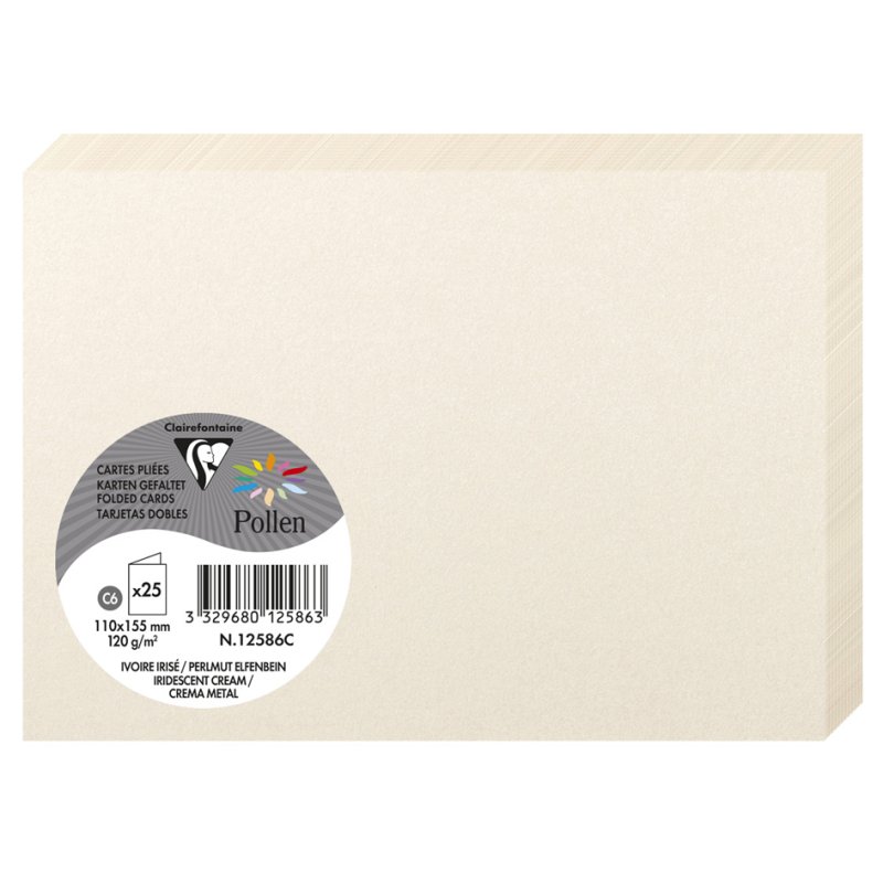 Pollen by Clairefontaine cartes doubles C6, citron, 110×155 mm, 25 pièces