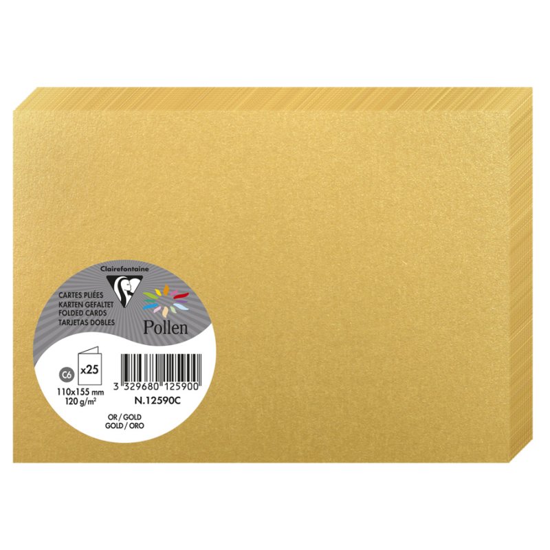 Pollen by Clairefontaine cartes doubles C6, citron, 110×155 mm, 25 pièces