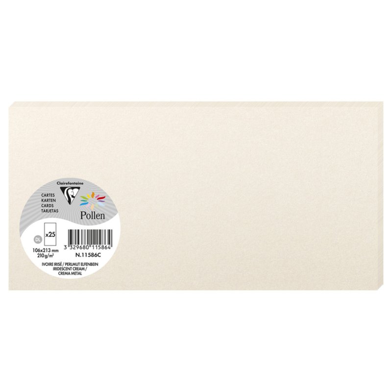 Pollen by Clairefontaine cartes pollen, bleu profond, 106×213 mm, 25 pièces