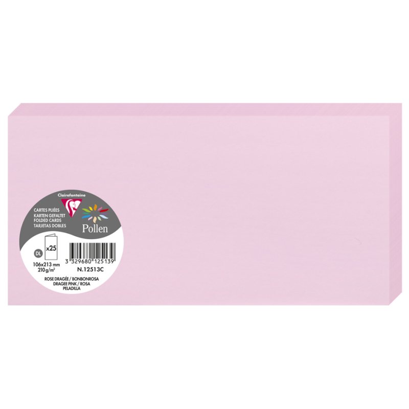 Pollen by Clairefontaine cartes doubles DL, gris koala, 210 g/m², 25 pièces