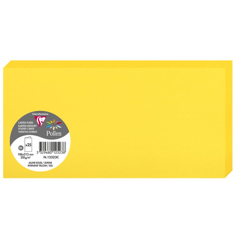 Pollen by Clairefontaine cartes doubles DL, gris koala, 210 g/m², 25 pièces